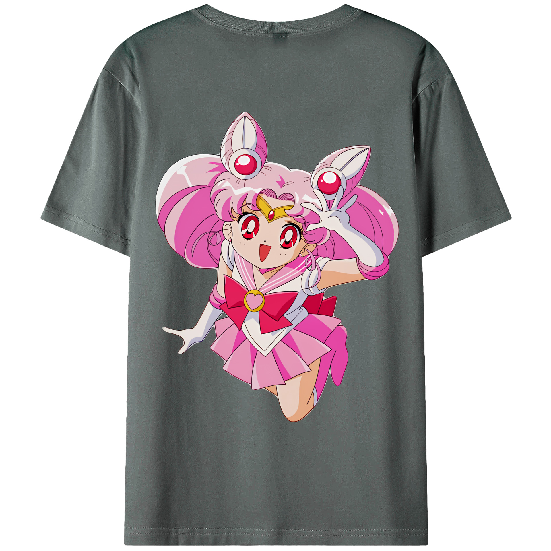 （画像用） 美少女戦士セーラームーン ちびうさ Sailor Moon Chibiusa Tsukino Usagi Small Lady Serenity 綿100％ メンズ半袖Tシャツ（バックプリント） 通気性